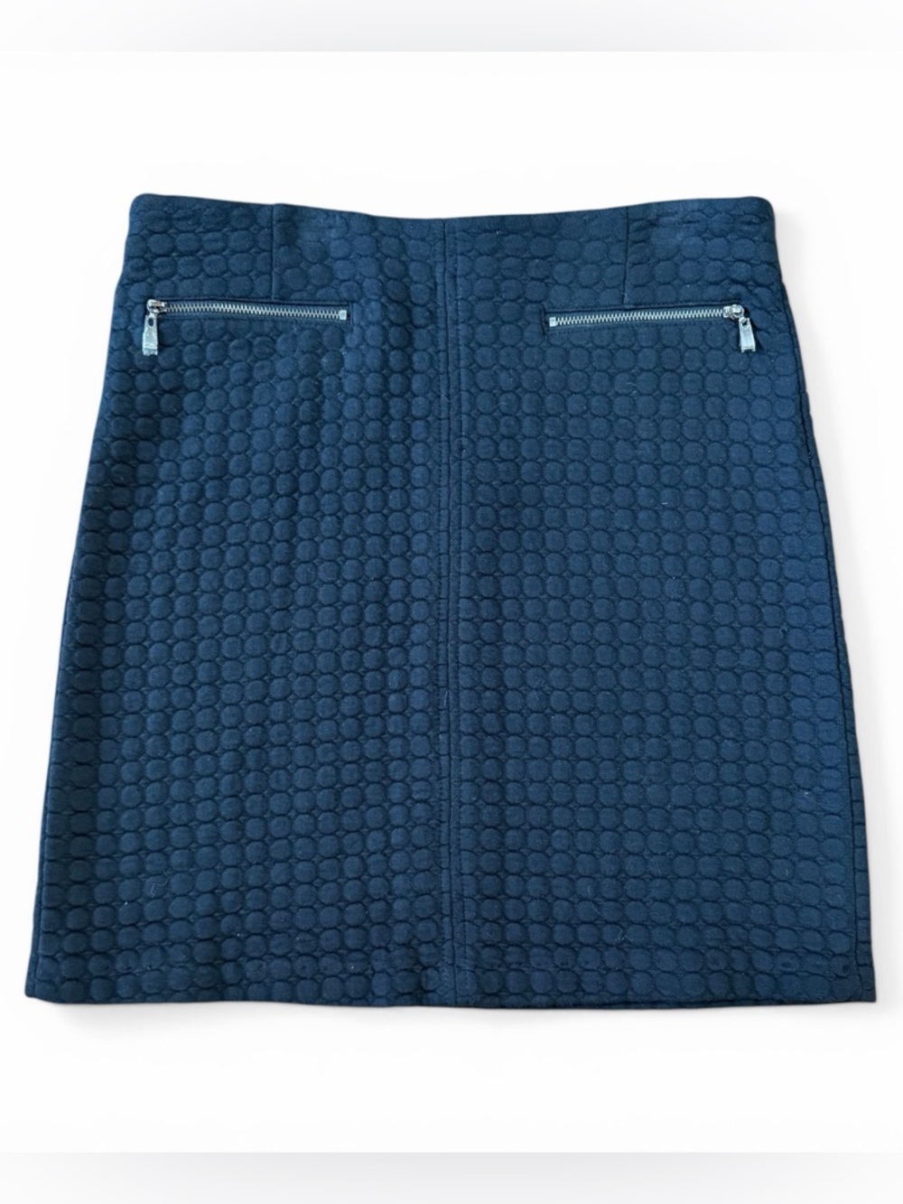 LAUNDRY by Shelli Segal Black Raised Circle Pattern Career Skirt Zippers Size 8